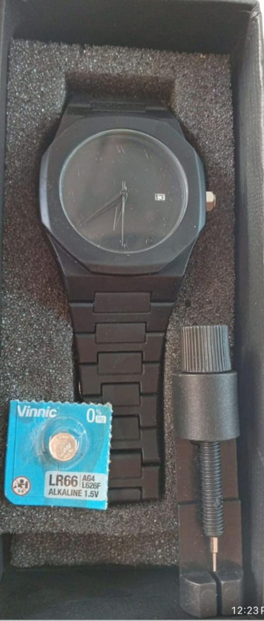 Black Aura Watch Arabic Style With Date Calendar
